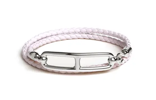 HERMES Palladium Plated Calfskin Bracelets Women's Light Purple