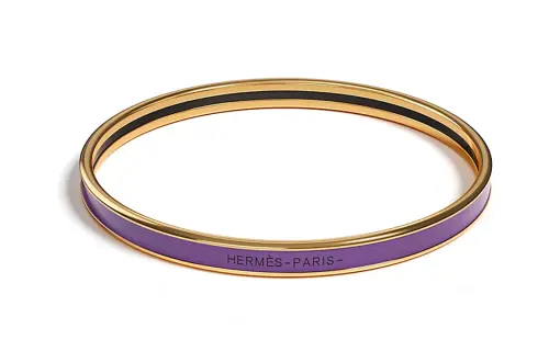 HERMES Gold Plated Bangles Unisex Iris Purple