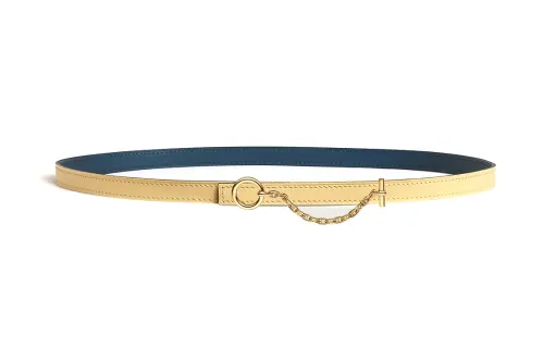 HERMES Carrousel Metal, Leather, Gold Plated Calfskin Leather Belts Women's Width 1.3cm