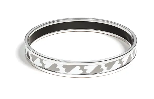 HERMES Enamel Bangles Women's Silver