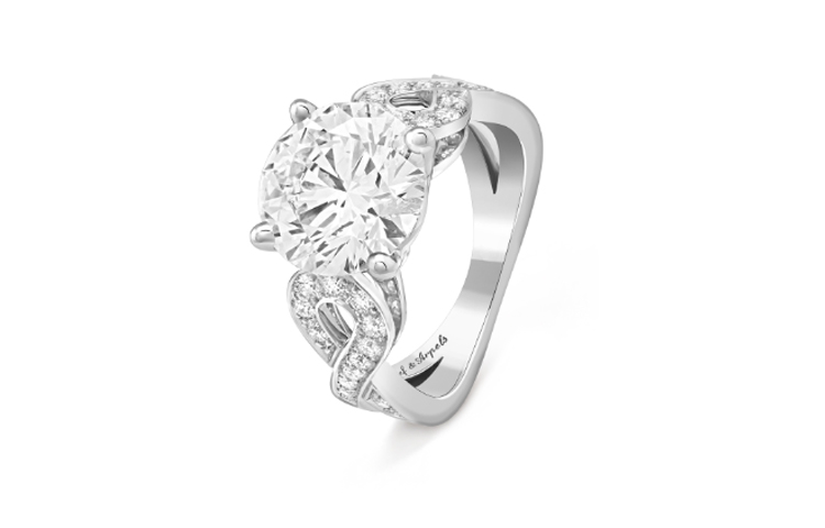Van Cleef & Arpels Van Cleef & Arpels High Jewelry Solitaires Pattern Engraving Platinum Diamond Ring Men and Women Same Style Couple Model