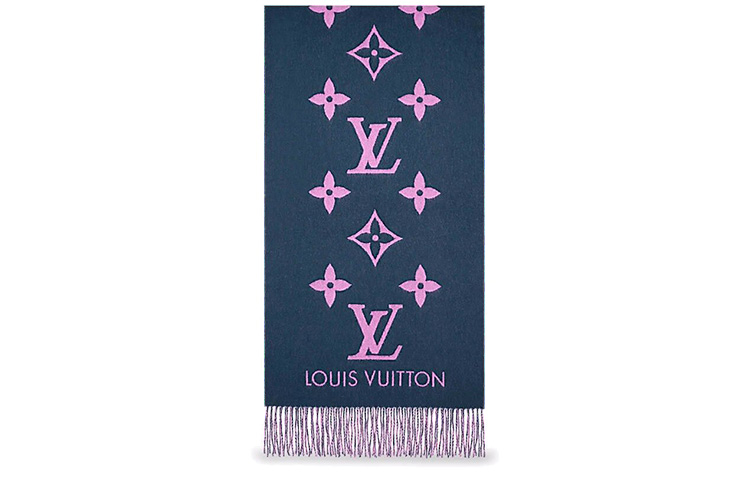 Женский шарф Louis Vuitton LOUIS VUITTON Logo REYKJAVIK (розово-фиолетовый) — фото 2