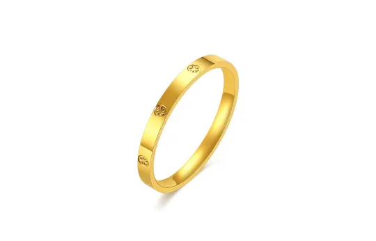 BAILIJIN Diamond Pattern Plain Band, Refined Luxury Premium Feel, Niche Design Closed Joint Ring, 5D Hard Gold