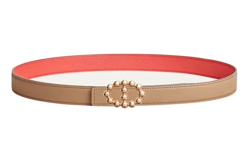 HERMES Calfskin Leather Belts Women's Masala Tea/Jaipur Pink Width 2.4cm