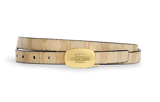 COACH PU Artificial Leather, Cow Leather Belts Women's Gold Width 1.8cm