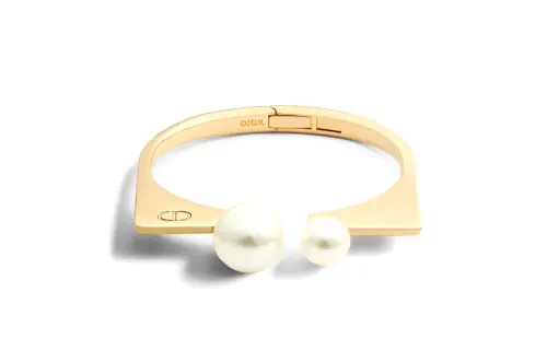 DIOR Metal, Resin, Pearl Bangles Women's Gold
