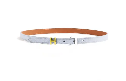 HERMES Two Tone Face Strap, Pin Buckle Leather Belts Women's Glacier Blue Width 1.5CM