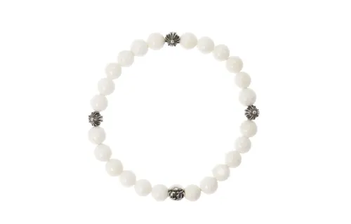 Chrome Hearts 925 Silver Agate Beaded Bracelets Unisex White