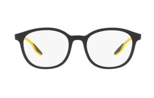 PRADA Plate Frame Irregular Shape Eyeglass Frames Men's Black