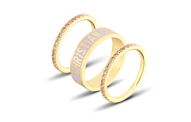 DIOR Metal, Crystal, Lacquer Rings Women's Gold
