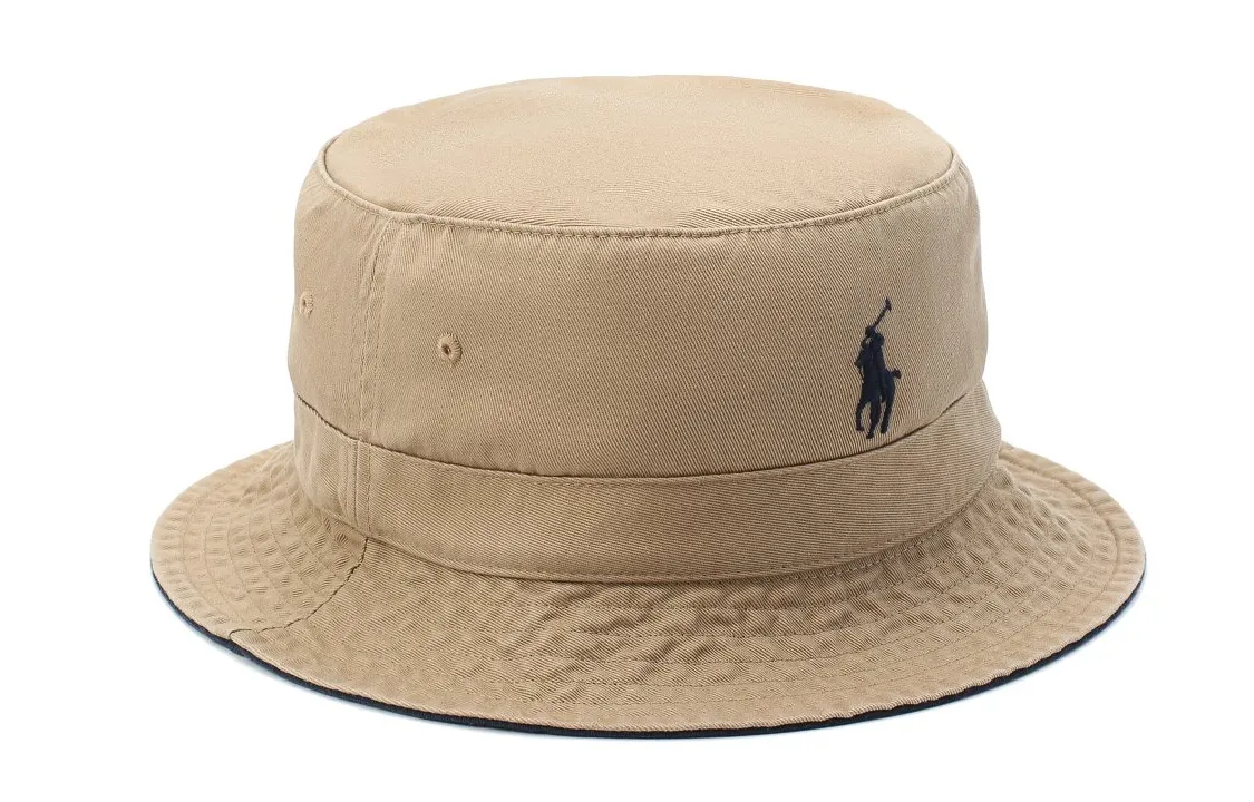 Polo Ralph Lauren Cotton Bucket Hats Unisex Khaki Blue Logo