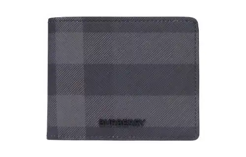 Burberry Logo Plaque Checked Bi Fold Wallet