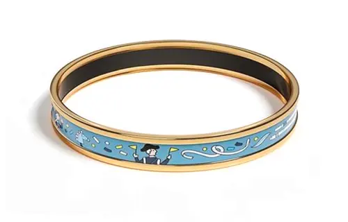 HERMES Patterned Print L'Epopee Bangles Women's Gold