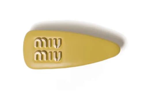 MIU MIU Leather Hair Clips Women's Yellow