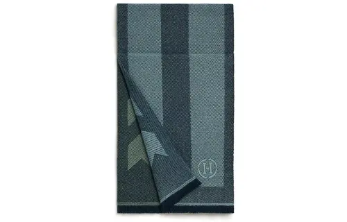 HERMES Knit Scarves Unisex Blue