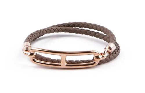 HERMES Roulis Calfskin Wristbands Women's Brown