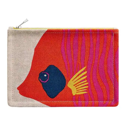 HERMES Canvas Bag Clutch Women's Red & Beige