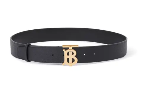 Burberry Cow Leather Belts Men's Black Width 4cm