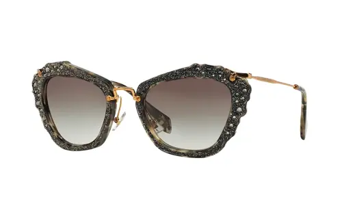 MIU MIU Metal Acetate Irregular Shape Sunglasses Women's Gold