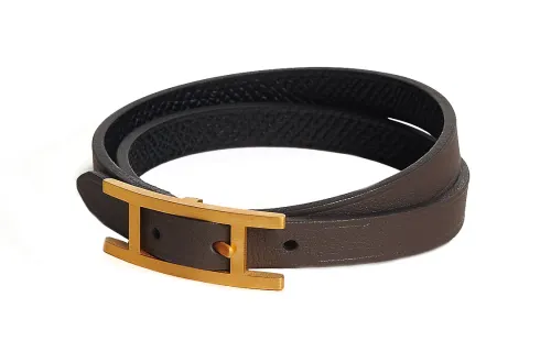 HERMES Wristband Men's Dark Brown/Black