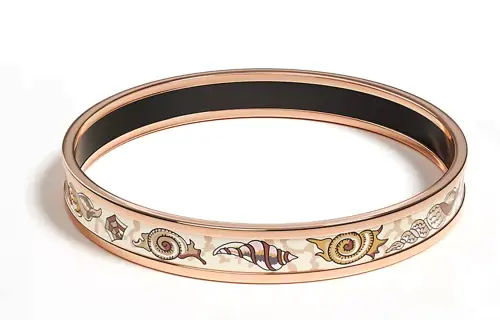 HERMES Enamel Bangles Unisex Pink