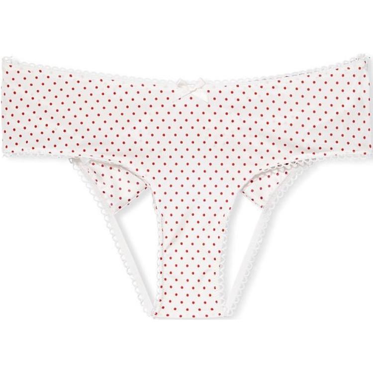 Женские трусы Victoria's Secret Thong (белые в горошек)