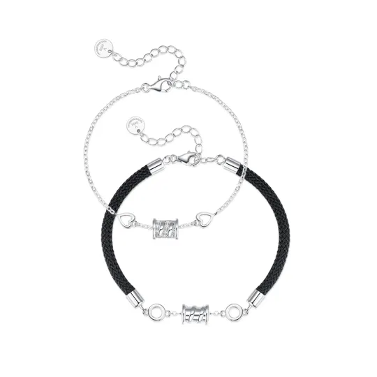 VANA 925 Sterling Silver Bracelets Unisex Silver White/Black