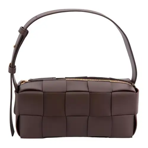 Bottega Veneta Brick Casstte Sheepskin Handbag, Shoulder Bag Small Women's Brown