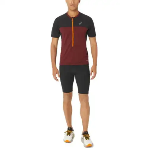 ASICS FUJITRAIL SS T Shirts Men's Multicolor Crew Neck Moderate Straight Fit