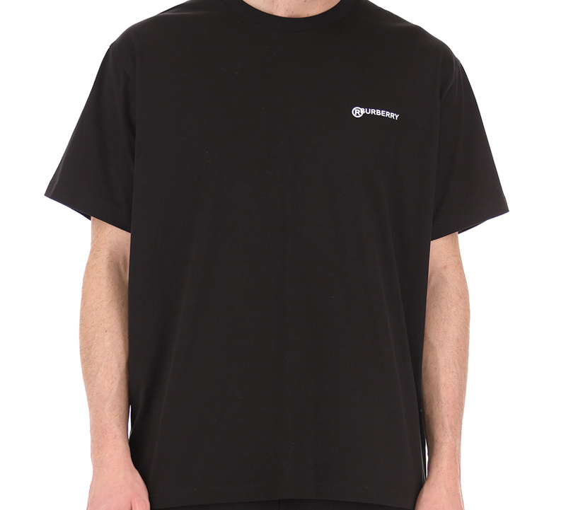Мужская футболка Burberry Location Print Cotton Oversized T (черная) — фото 5