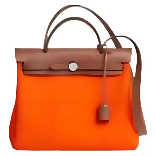 HERMES Herbag Zip Officier Canvas With Hunter Cow Leather Shoulder Bag, Crossbody Bag, Handbag 31 Unisex