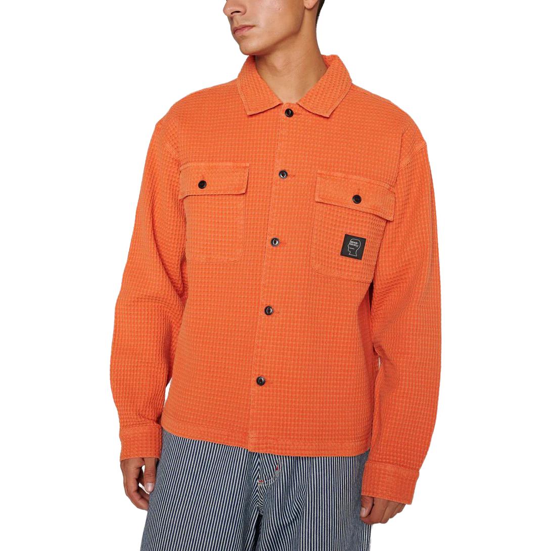 Рубашка Brain Dead Waffle Button Front Shirt (оранжевая) — фото 4