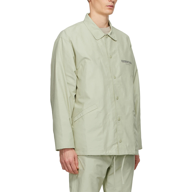 рубашка Fear of God Essentials FW20 Souvenir Jacket Sage Logo (серо-зеленая) — фото 4