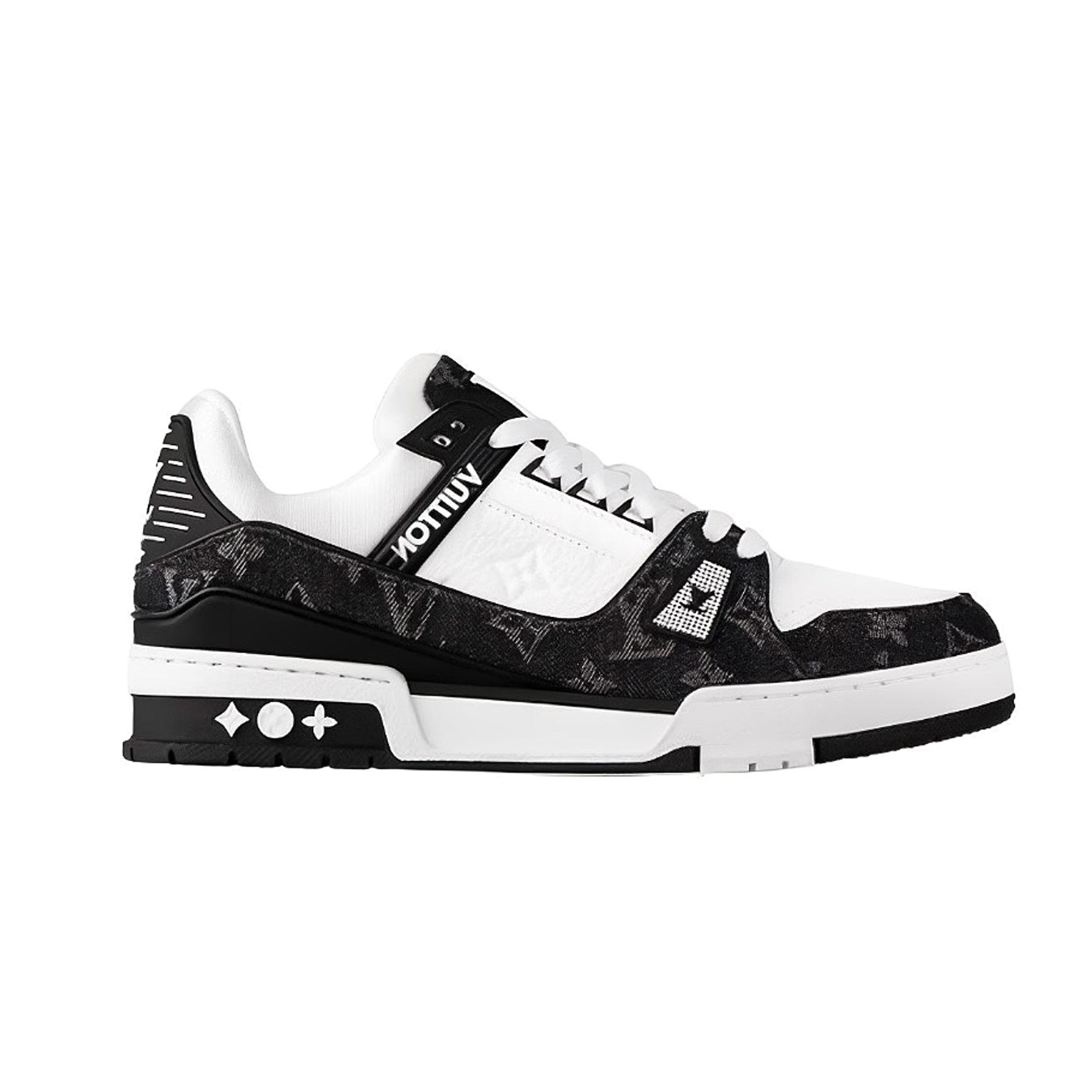LOUIS VUITTON Panda, Kitten Cow Leather Low top Skateboard Shoes Unisex Black White