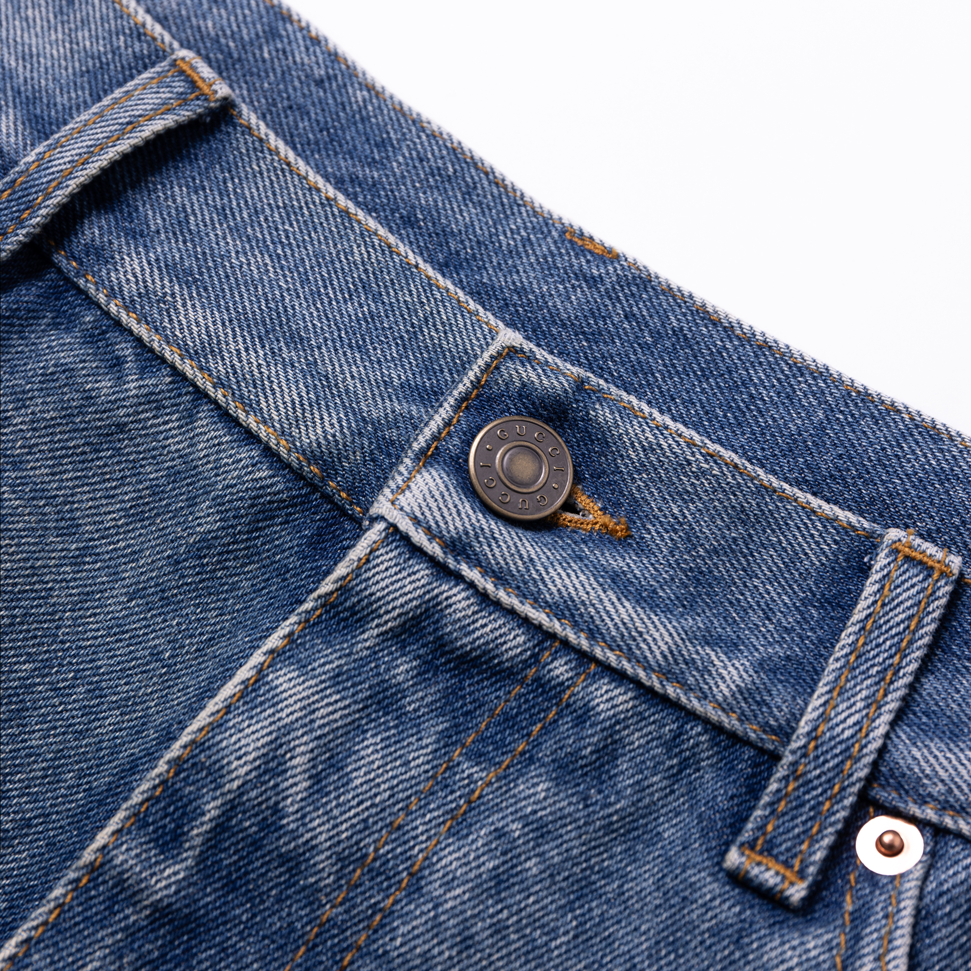 Мужские штаны Gucci Tapered Jeans (голубые) — фото 5