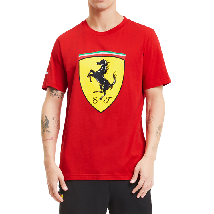 Мужская футболка PUMA Ferrari Race Big Shieldtee F1 (красная) — фото 3