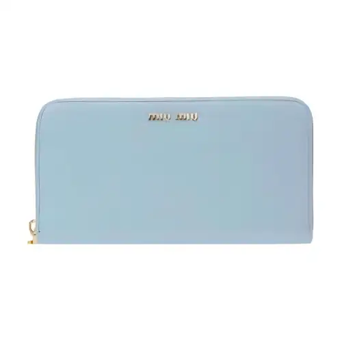 MIU MIU Sheepskin Wallet Women's Light Blue