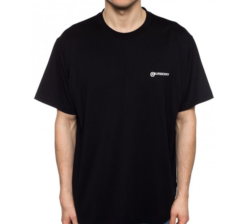 Мужская футболка Burberry Location Print Cotton Oversized T (черная) — фото 4