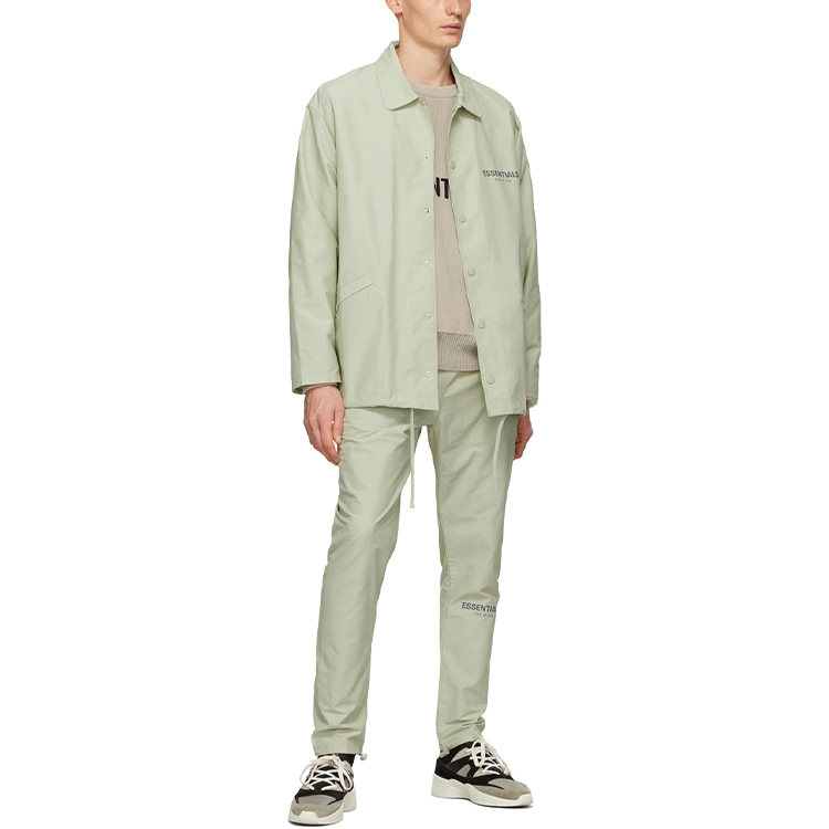 рубашка Fear of God Essentials FW20 Souvenir Jacket Sage Logo (серо-зеленая) — фото 3
