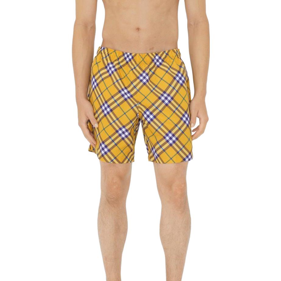 Burberry Check Printed Knee Length Swim Shorts