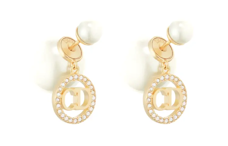 DIOR Refined Silver Gray Earrings Women's
