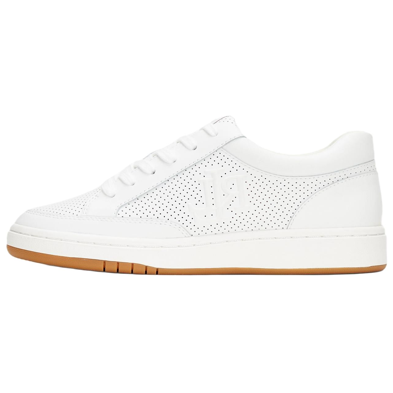 LAUREN RALPH LAUREN Кожаная обувь Hailey Vi с круглым носком со шнурками Низкая банда панель обувь женский белый