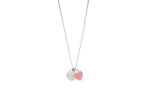 TIFFANY & CO. Tiffany Return to Tiffany Series Double Heart Shape Clavicle Chain 925 Silver Necklace Women's Pink