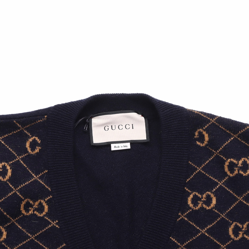 Мужской свитер Gucci С V-образным вырезом (темно-синий) — фото 2