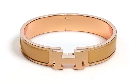 HERMES Clic H Metal Bangles Unisex Rose Gold