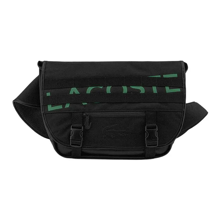 LACOSTE Canvas Shoulder Bag, Crossbody Bag Medium Unisex Black