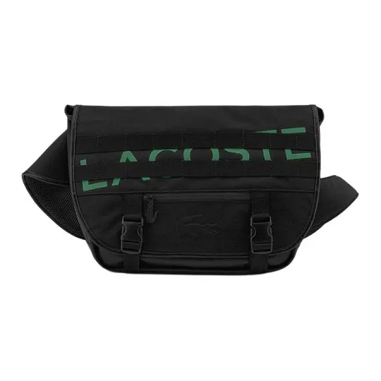 LACOSTE Canvas Shoulder Bag, Crossbody Bag Medium Unisex Black