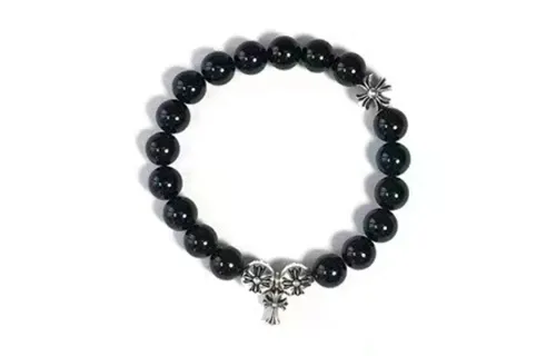 Chrome Hearts 925 Sterling Silver Beaded Bracelets Men's Black