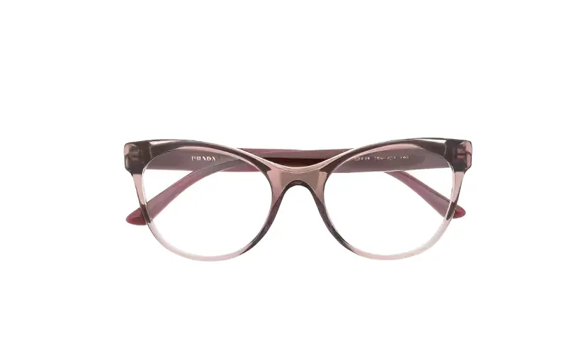 PRADA Acetate Irregular Shape Eyeglass Frames Women's Brown