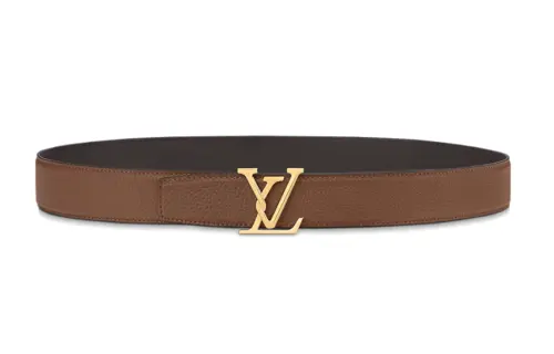 LOUIS VUITTON Leather Belts Unisex Brown/Black Width 3.5cm